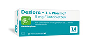 DESLORA-1A Pharma 5 mg kalvopäällysteiset tabletit, 50 kpl