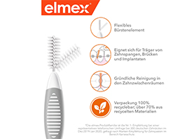ELMEX Hammasväliharjat ISO koko 7 1,3 mm harmaa, 8 kpl