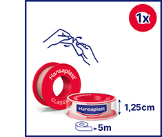 HANSAPLAST Klassinen kiinnityskipsi 1,25 cm x 5 m, 1 kpl