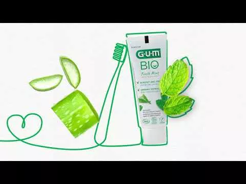 Video tuotteesta GUM Luomuhammastahna tuore minttu, 75 ml