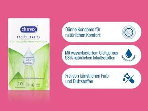 Video tuotteesta Durex naturals kondomit vesipohjaisella liukasteella, 10 kpl