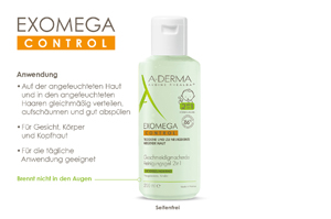 A-DERMA EXOMEGA CONTROL Puhdistusgeeli 2in1, 200 ml