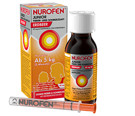 NUROFEN Junior kuume- ja kipumehu Mansikka 40 mg/ml, 100 ml