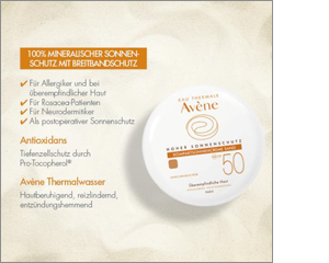 AVENE Kompakti aurinkovoide SPF 50 hiekkaa, 10 g