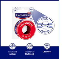 HANSAPLAST Klassinen kiinnityskipsi 2,5 cm x 5 m, 1 kpl
