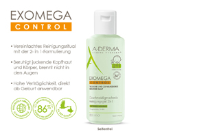 A-DERMA EXOMEGA CONTROL Puhdistusgeeli 2in1, 200 ml