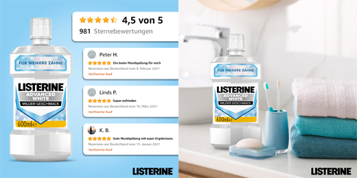 LISTERINE Advanced valkoinen Mundspülung, 600 ml