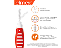 ELMEX Hammasväliharjat ISO koko 2 0,5 mm punainen, 8 kpl