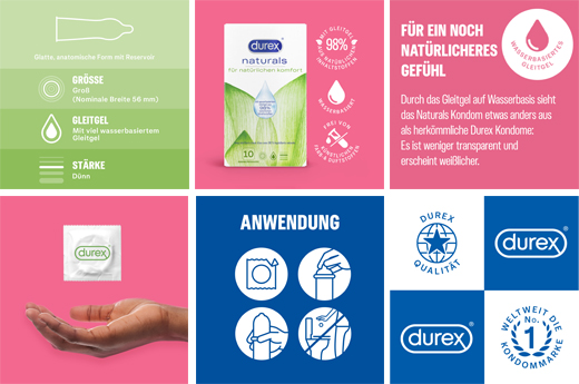 DUREX naturals kondomit vesipohjaisella liukuvoiteella, 10 kpl