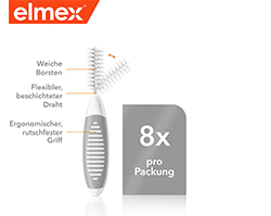 ELMEX Hammasväliharjat ISO koko 7 1,3 mm harmaa, 8 kpl