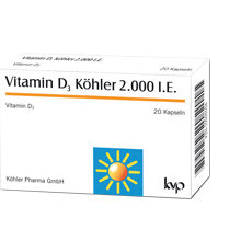 VITAMIN D3 KÖHLER 2 000 I.U. kapselit, 20 kpl