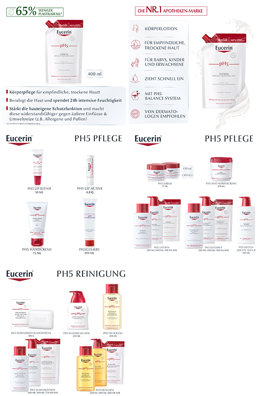 EUCERIN pH5 Lotion Sensitive Skin täydennyslataus, 400 ml