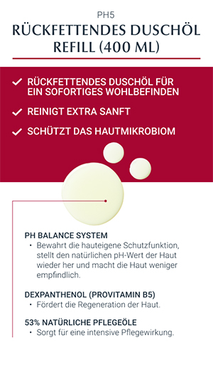 EUCERIN pH5 Shower Oil Sensitive Skin -suihkuöljyn täydennyslataus, 400 ml