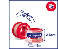 HANSAPLAST Klassinen kiinnityskipsi 2,5 cm x 5 m, 1 kpl