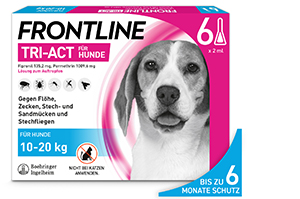 FRONTLINE Tri-Act tippaliuos koirille 10-20 kg, 6 kpl