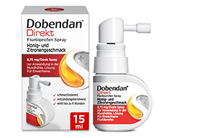 DOBENDAN Suora Flurbiprofeenisuihke Hunaja & Sitruuna, 15 ml