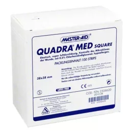 QUADRA MED neliönmuotoiset 38x38 mm nauhat Master Aid, 100 kpl