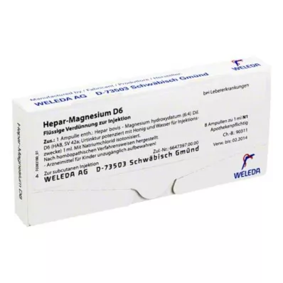 HEPAR MAGNESIUM D 6 ampullia, 8X1 ml HEPAR MAGNESIUM D 6 ampullia, 8X1 ml