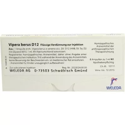 VIPERA BERUS D 12 ampullia, 8X1 ml