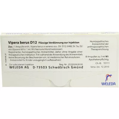 VIPERA BERUS D 12 ampullia, 8X1 ml