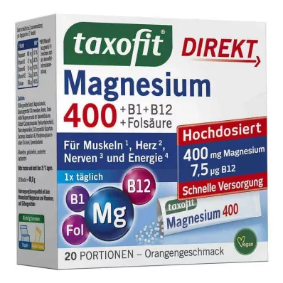 TAXOFIT Magnesium 400+B1+B6+B12+Foolihappo 800 Gran., 20 kpl TAXOFIT Magnesium 400+B1+B6+B12+Foolihappo 800 Gran., 20 kpl
