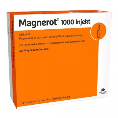 MAGNEROT 1000 injektioampullia, 10X10 ml