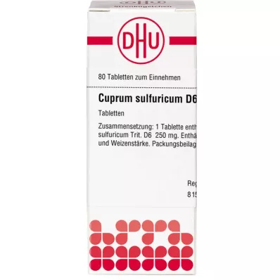 CUPRUM SULFURICUM D 6 tablettia, 80 kpl