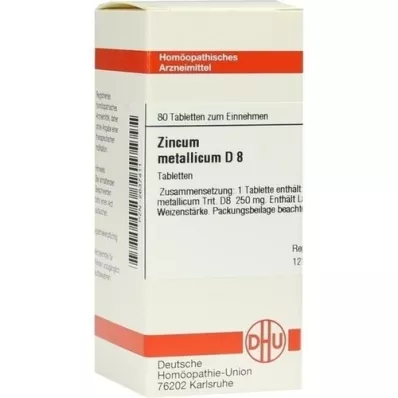 ZINCUM METALLICUM D 8 tablettia, 80 kpl