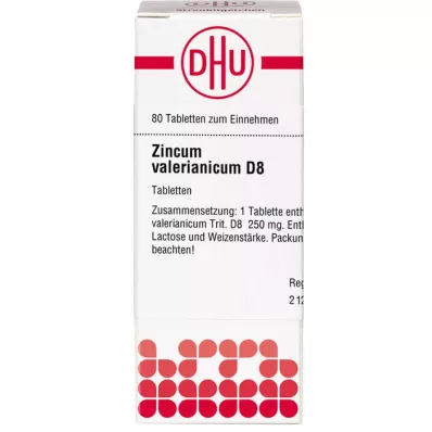ZINCUM VALERIANICUM D 8 tablettia, 80 kpl