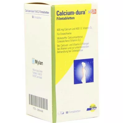 CALCIUM DURA Vit D3 kalvopäällysteiset tabletit, 50 kpl