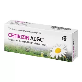 CETIRIZIN ADGC Kalvopäällysteiset tabletit, 20 kpl