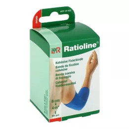 RATIOLINE akuutti kiinnitysside kohesiivinen 8 cmx4 m sininen, 1 kpl