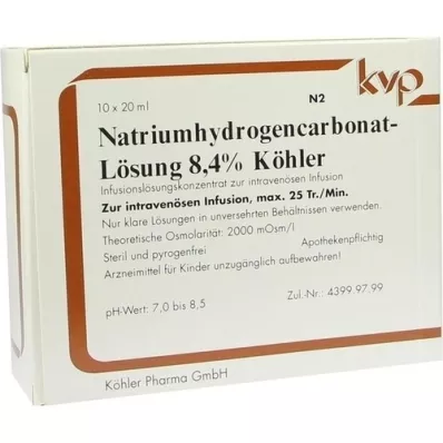 NATRIUMHYDROGENCARBONAT-Liuos 8,4 % Köhlerin liuos, 10X20 ml