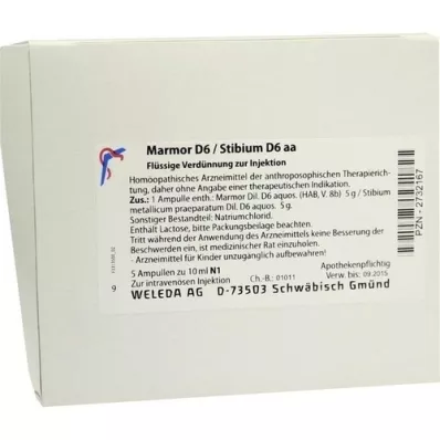 MARMOR D 6/Stibium D 6 aa Ampullit, 5X10 ml, 5X10 ml