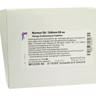 MARMOR D 6/Stibium D 6 aa Ampullit, 5X10 ml, 5X10 ml