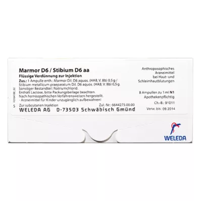 MARMOR D 6/Stibium D 6 aa -ampullit, 50X10ml