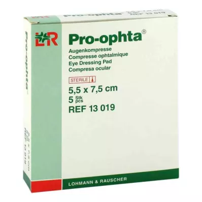 PRO-OPHTA Kompressit 5,5x7,5 cm steriilit yksittäiset, 5 kpl PRO-OPHTA Kompressit 5,5x7,5 cm steriilit yksittäiset, 5 kpl