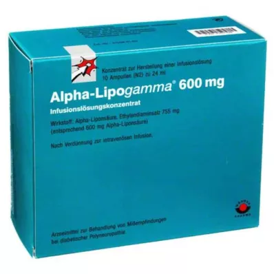 ALPHA-LIPOGAMMA 600 mg infuusiokonsentraatti, 10X24 ml infuusioneste, 10X24 ml