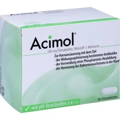 ACIMOL pH-testiliuskojen kanssa kalvopäällysteiset tabletit, 96 kpl
