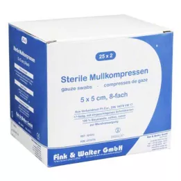 MULLKOMPRESSEN 5x5 cm steriili 8x, 25X2 St