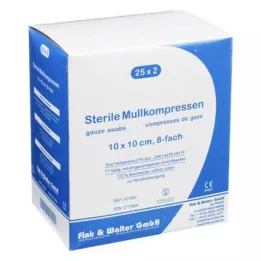 MULLKOMPRESSEN 10x10 cm steriili 8x, 25X2 kpl