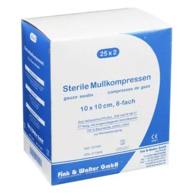 MULLKOMPRESSEN 10x10 cm steriili 8x, 25X2 kpl