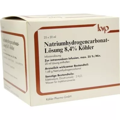 NATRIUMHYDROGENCARBONAT-8,4-prosenttinen Köhler-liuos, 25X20 ml