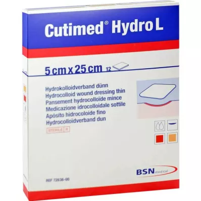 CUTIMED Hydro L Hydrokolloidisidos ohut 5x25 cm, 12 kpl