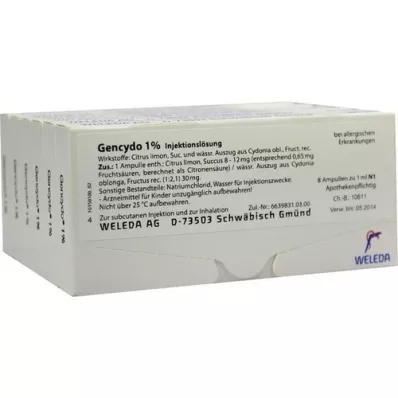 GENCYDO 1-prosenttinen injektioneste, liuos, 48X1 ml