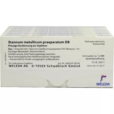 STANNUM METALLICUM praeparatum D 8 ampullia, 48X1 ml