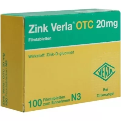 ZINK VERLA OTC 20 mg kalvopäällysteiset tabletit, 100 kpl