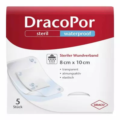 DRACOPOR vedenpitävä haavasidos 8x10 cm steriili, 5 kpl