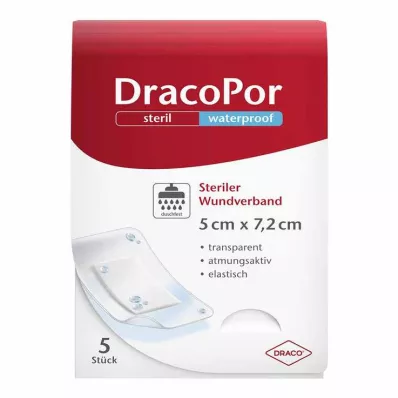 DRACOPOR vedenpitävä haavasidos 5x7,2 cm steriili, 5 kpl DRACOPOR vedenpitävä haavasidos 5x7,2 cm steriili, 5 kpl