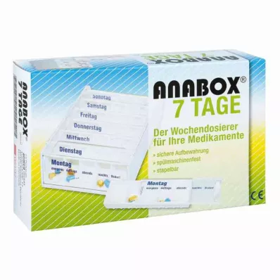 ANABOX 7 päivän viikoittainen annostelija valkoinen, 1 kpl
